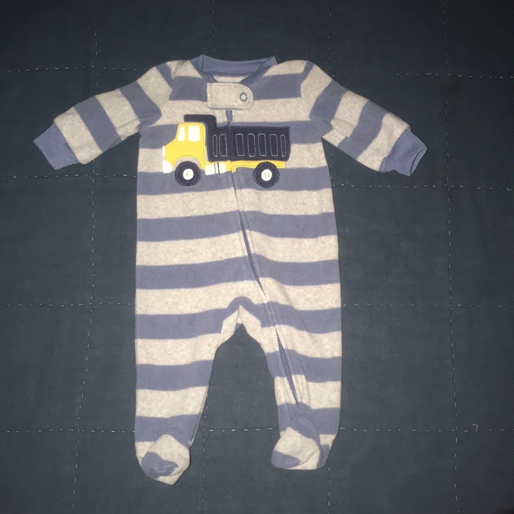 Striped Truck Footie Pajamas